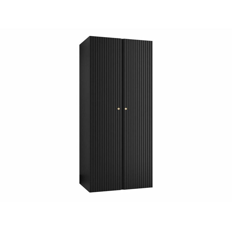Mobilier1 - Armoire Hartford 395, Noir, 186x74x44cm, Portes d'armoire: Avec des charnières, Nombre d'étagères: 0