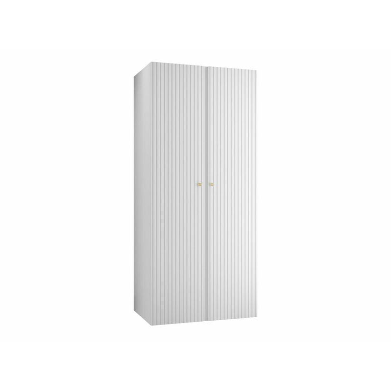 Mobilier1 - Armoire Hartford 395, Blanc, 186x74x44cm, Portes d'armoire: Avec des charnières, Nombre d'étagères: 0