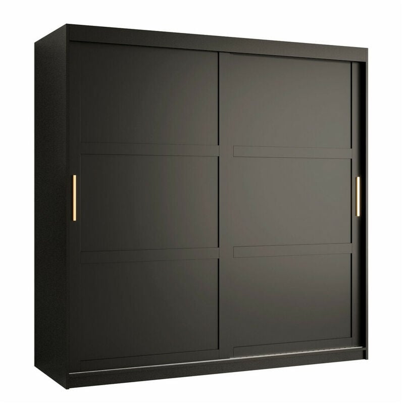 Mobilier1 - Armoire Ferfere 101, Noir, 200x180x62cm, Portes d'armoire: Coulissantes, Nombre d'étagères: 0