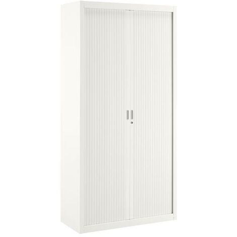 Armoire haute à rideaux démontables 200 x 100 cm - Portes blanches - Maxiburo