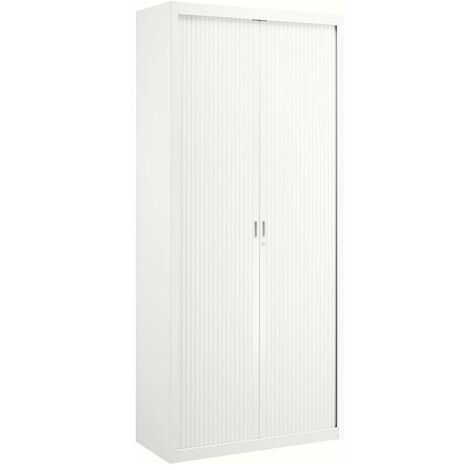 Armoire haute à rideaux démontables 220 x 100 cm - Portes blanches - Maxiburo