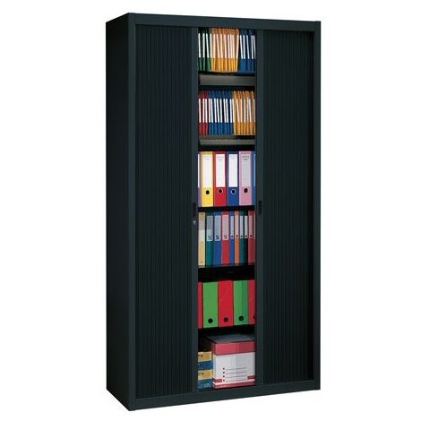 Armoire haute à rideaux démontables Classiques 220 x 120 cm - Portes noires - Maxiburo