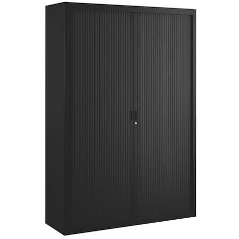 Armoire haute à rideaux démontables Largeurs spécifiques 200 x 140 cm unicolore - Noir - Maxiburo