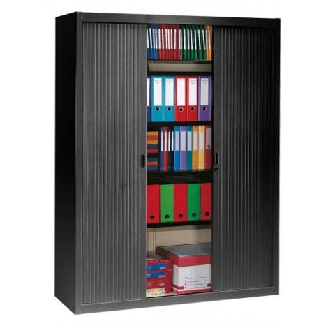 Armoire haute à rideaux démontables Largeurs spécifiques 200 x 160 cm unicolore - Noir - Maxiburo