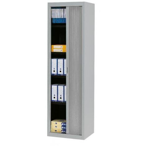 Armoire haute à rideaux démontables Largeurs spécifiques 200 x 60 cm unicolore - Gris - Maxiburo