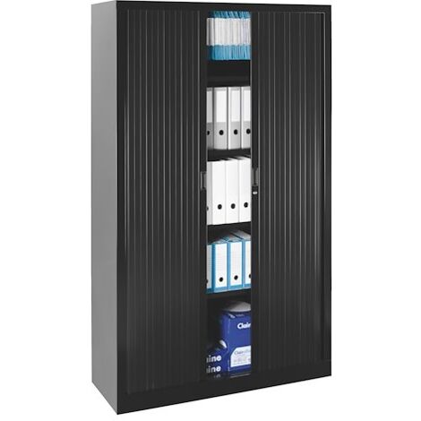 Armoire haute à rideaux monobloc 198 x 120 cm noire