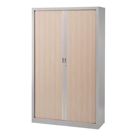 Armoire haute à rideaux monobloc Généric H 198 x L 120 cm alu-chêne clair