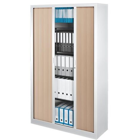 Armoire haute à rideaux monobloc Mario H 198 x L 120 cm - corps blanc - Maxiburo
