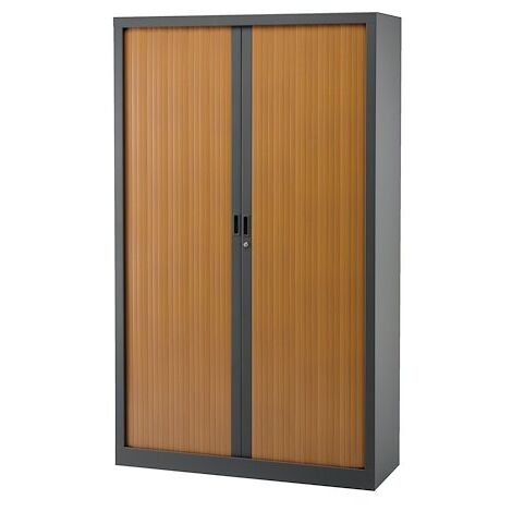Armoire haute à rideaux monoblocs Generic 198 x 120 cm anthracite-merisier