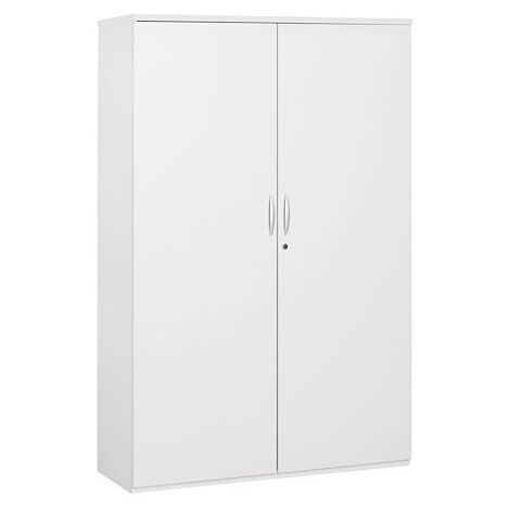 Armoire haute bois blanc portes battantes H 182 x L 120 cm Essens - Maxiburo