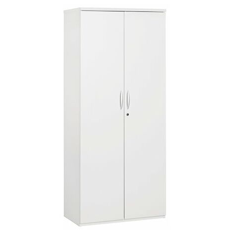 Armoire haute bois blanc portes battantes H 182 x L 80 cm Essens - Maxiburo