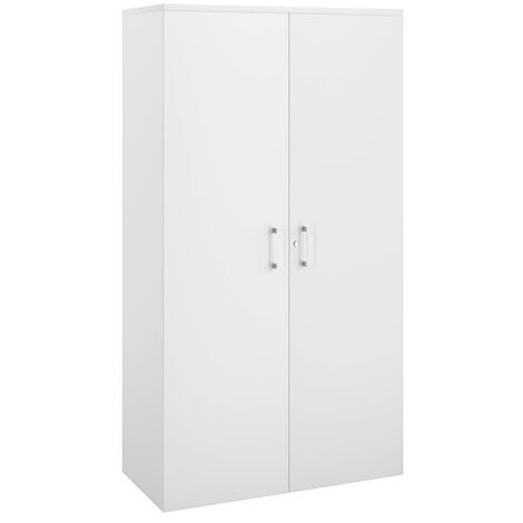 Armoire haute bois H 182 x L 100 cm avec portes battantes blanc - Arch - Maxiburo