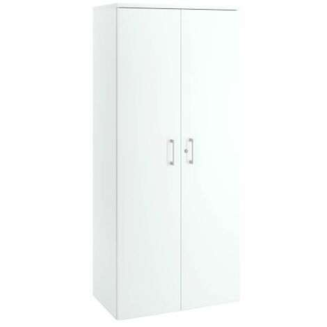 Armoire haute bois H 182 x L 80 cm avec portes battantes blanc - Arch - Maxiburo