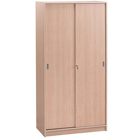 Armoire haute chêne clair H 180 x L 90 cm portes coulissantes Essens - Maxiburo