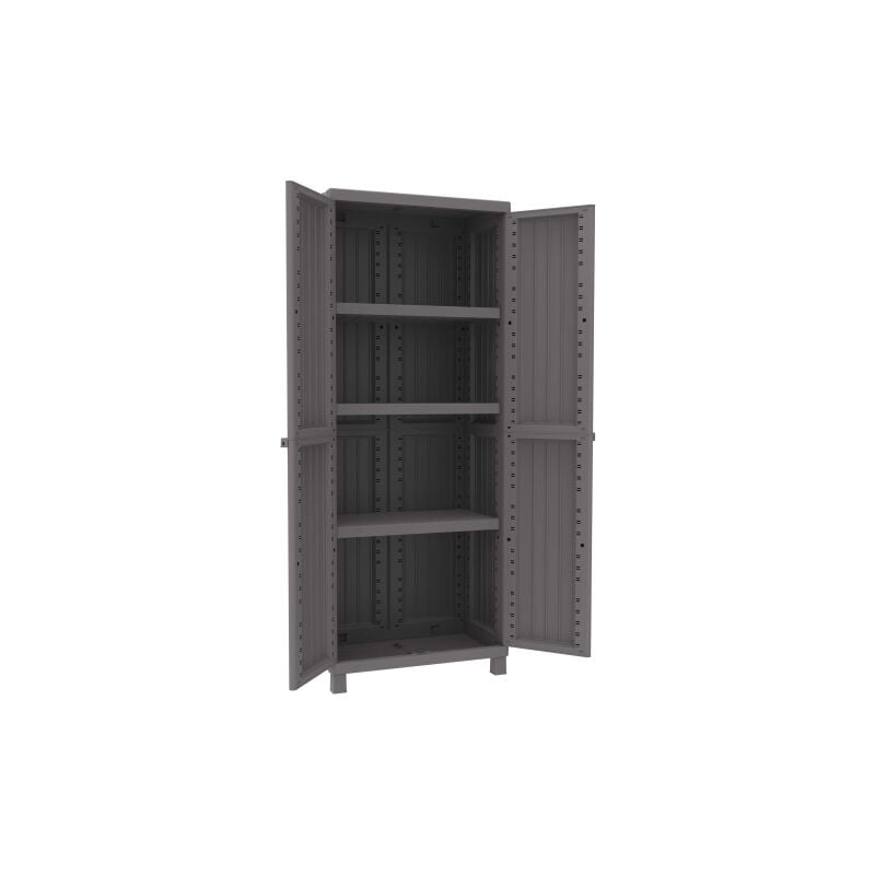 Terry - Cwood armoire a' e'tage'res en polypropyle'ne avec 2 portes effet bois cm68X39X170H pour l'exte'rieur