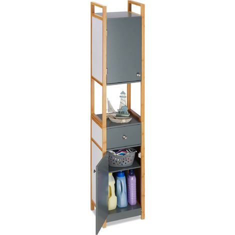 , Armoire haute de salle de bain, 2 portes, en MDF, avec ...