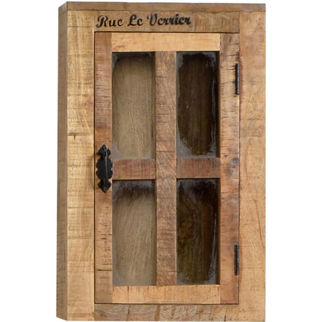 Armoire haute de salle de bain industrielle en bois de manguier massif Mystic