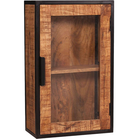 Armoire haute de salle de bain industrielle en bois de manguier massif naturel Allister
