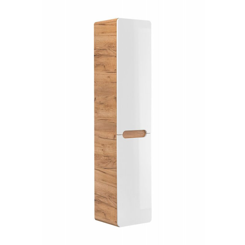 Armoire haute en bois avec panier à linge intégré - H 170 x L 35 x P 35 cm - Archipel White - Livraison gratuite