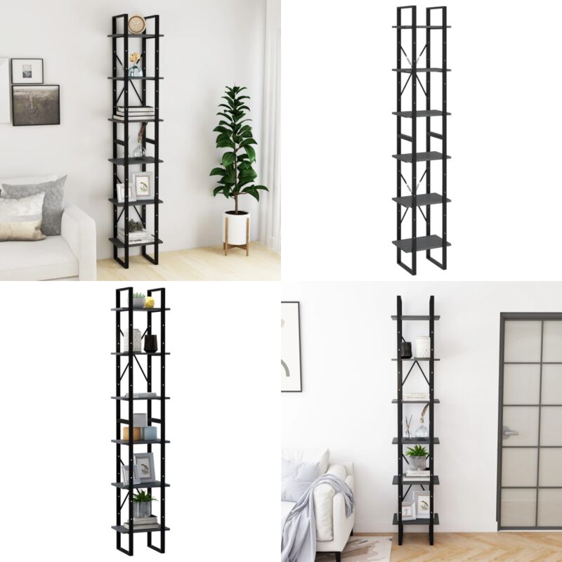 Vidaxl - Armoire haute Gris 40x30x210 cm Bois de pin solide - Bibliothèque - Meuble Industriel - Étagère Bois - Rangement Intérieur - Armoire Grise