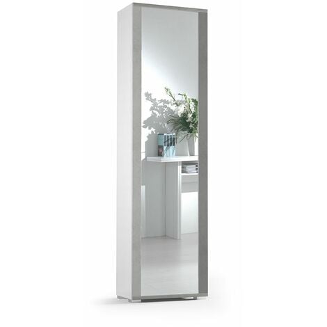 Armoire Haute H 182Cm Béton Gris Avec Miroir
