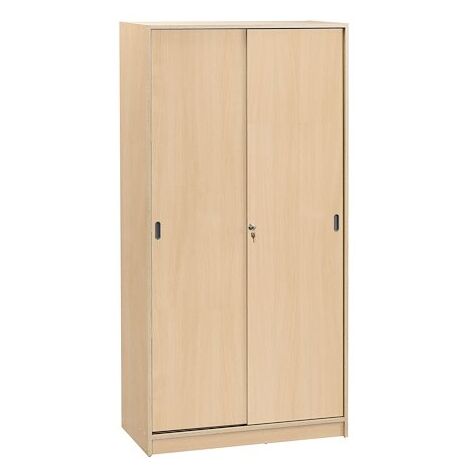Armoire haute hêtre H 180 x L 90 cm portes coulissantes Essens - Maxiburo