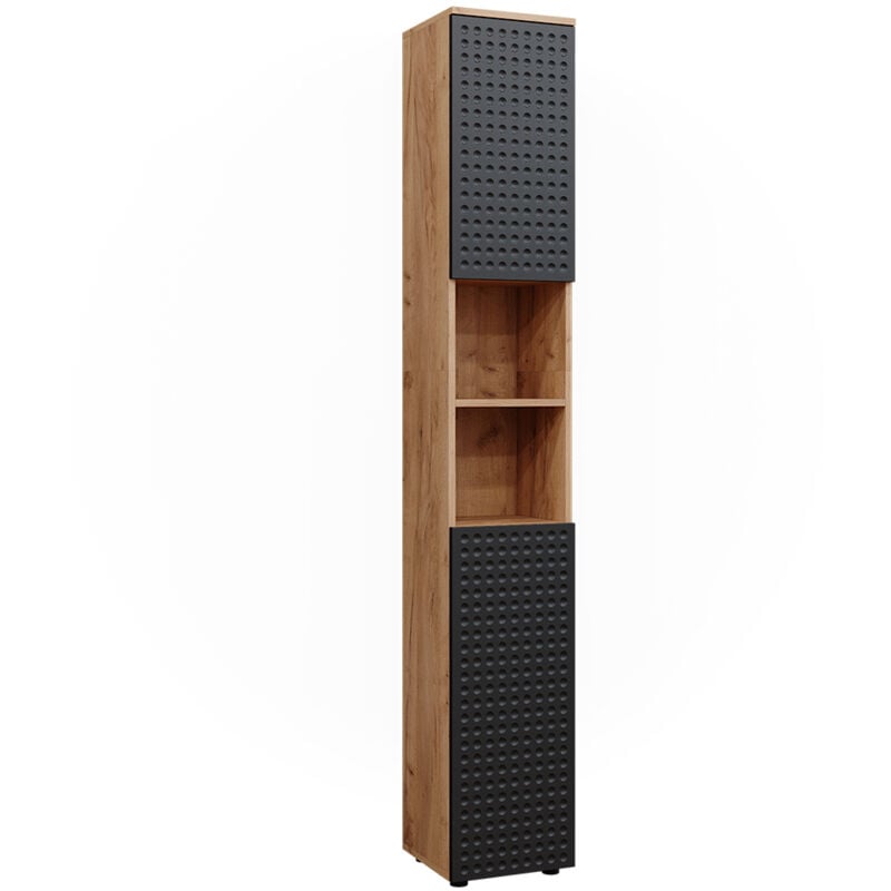 Vicco - Meuble de rangement de salle de bain Irma, Anthracite à pois, 30 x 192 cm