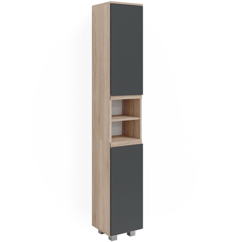 Meuble de rangement de salle de bain J-Shape, Sonoma, 30 x 190 cm Vicco