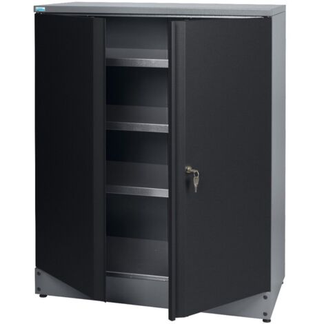 Armoire haute Küpper 71699, 91 x 110 x 45 cm, 2 portes, avec 3 étagères, noir