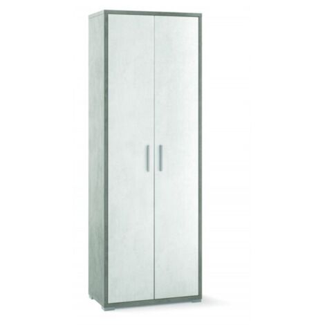 Armoire haute polyvalente à deux portes Ciment Blanc 71x41x h199 cm