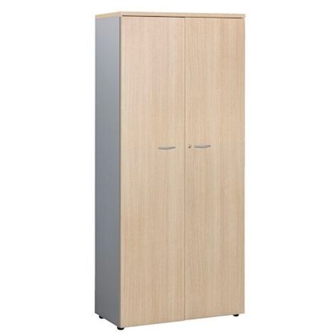 Armoire haute portes battantes H 200 x L 90 cm Practica - chêne clair - Maxiburo