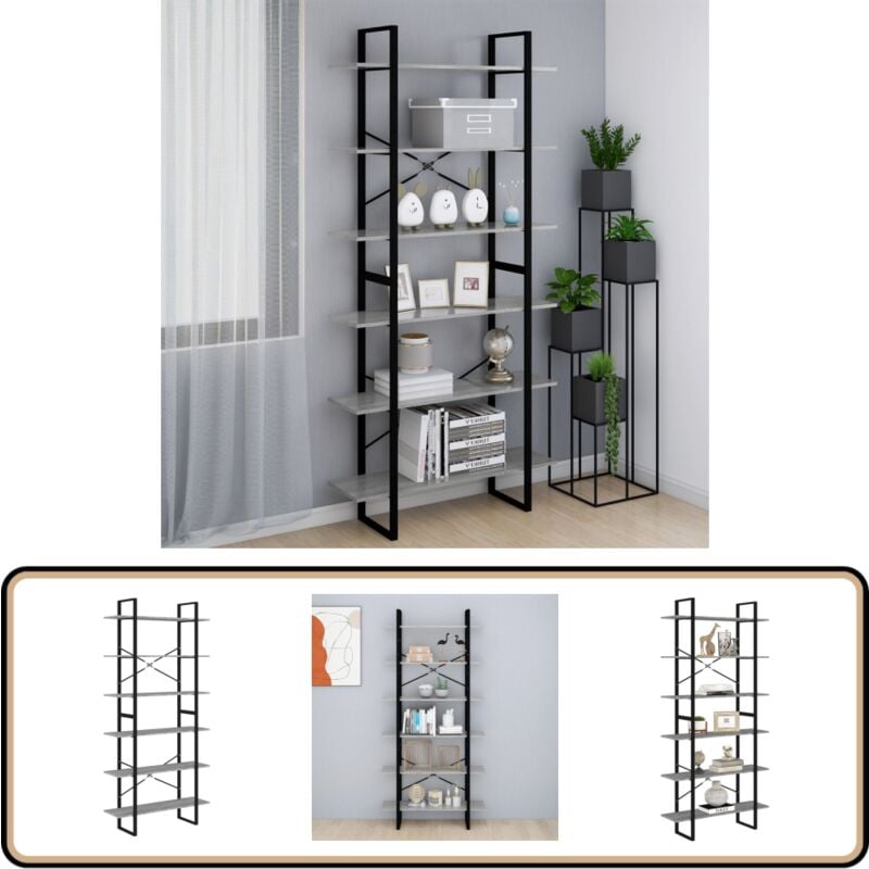 Armoire haute Sonoma gris 100x30x210 cm Bois d'ingénierie - Bibliothèque - Étagère - Meuble De Rangement - Armoire Haute - Mobilier Salon