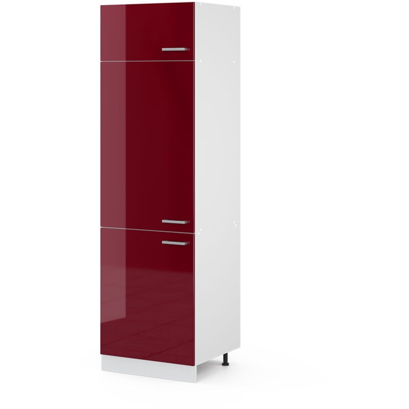 Vicco - Armoire haute universelle R-Line, Rouge bordeaux Haute brillance, 60 cm avec portes