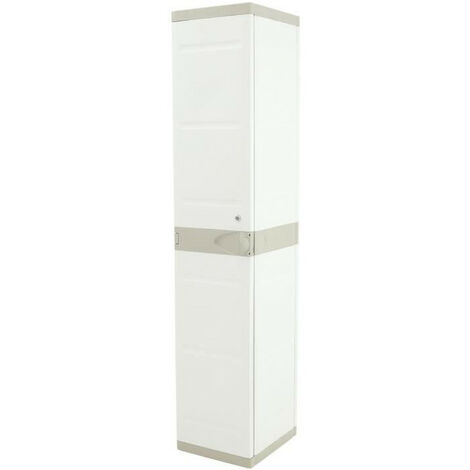 Armoire haute vestiaire en résine plastique 180 cm – 2 étagères réglables – Penderie intégrée – Design écoresponsable – Plastiken