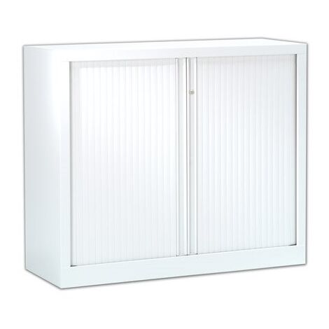 Armoire hauteur comptoir à rideaux monoblocs Eco-conçues 100 x 120 cm blanc-blanc