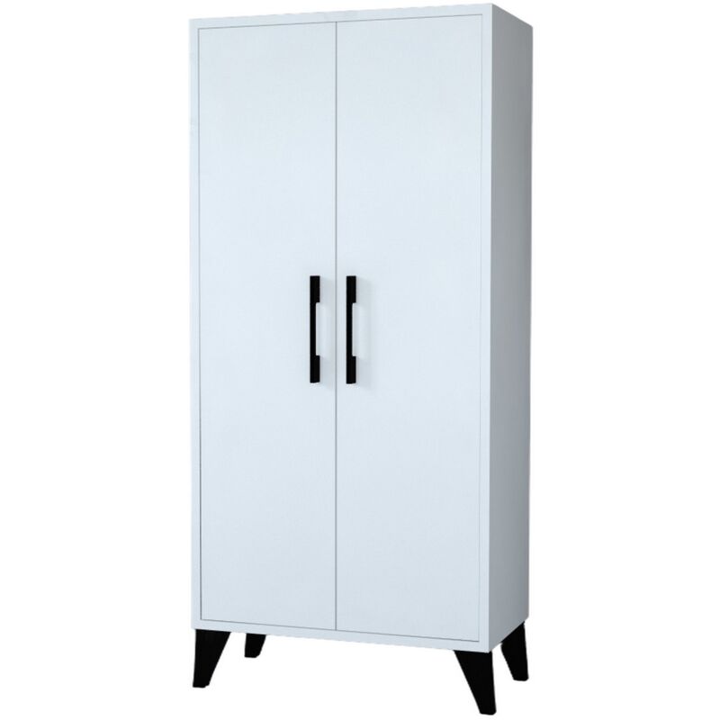 Epikasa - Armoire Havana, Panneau d'Aggloméré, Blanc, 59,6x33x132 cm
