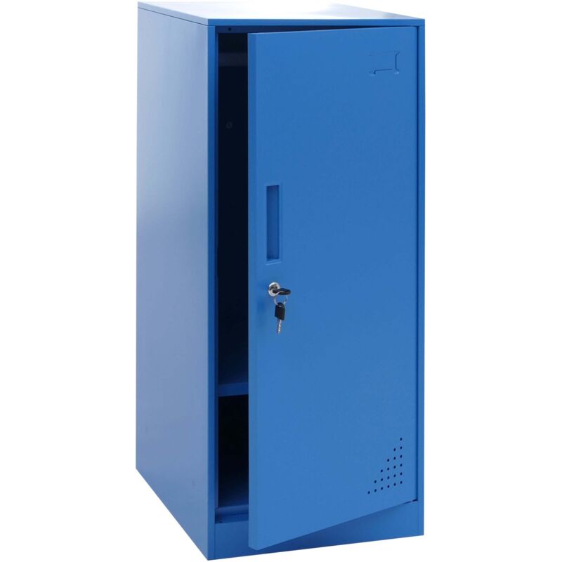 Casier HHG-503, casier coffre-fort armoire à casiers porte tringle à vêtements, 90 x 38 x 45 cm acier, bleu Casier HHG-503, casier coffre-fort armoire à casiers porte tringle à vêtements, 90 x 38 x 45 cm acier, bleu