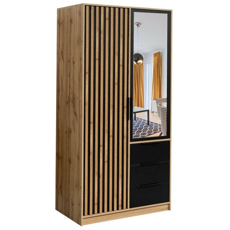Mobilier1 - Armoire Enolevo 100 , 200x100x58cm, Portes d'armoire: Avec des charnières, Nombre d'étagères: 0