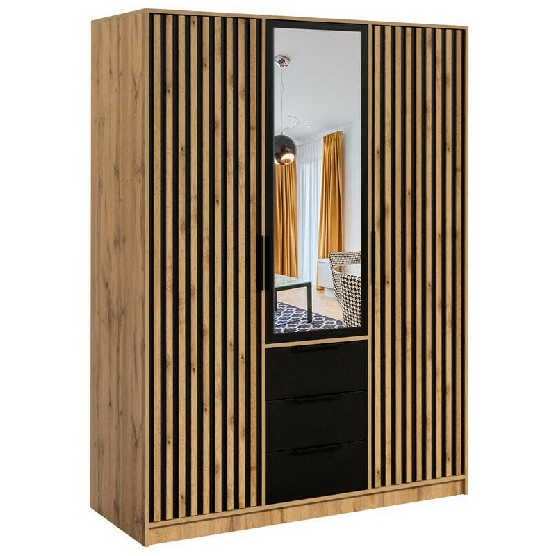 Mobilier1 - Armoire Enolevo 101 , 200x150x58cm, Portes d'armoire: Avec des charnières, Nombre d'étagères: 0