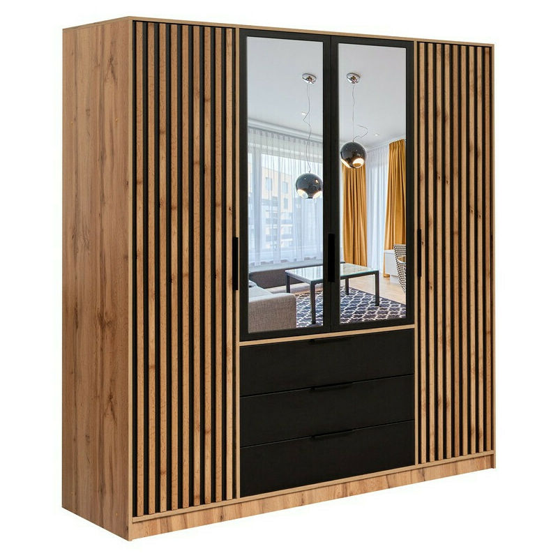 Mobilier1 - Armoire Enolevo 102 , 200x196x58cm, Portes d'armoire: Avec des charnières, Nombre d'étagères: 0