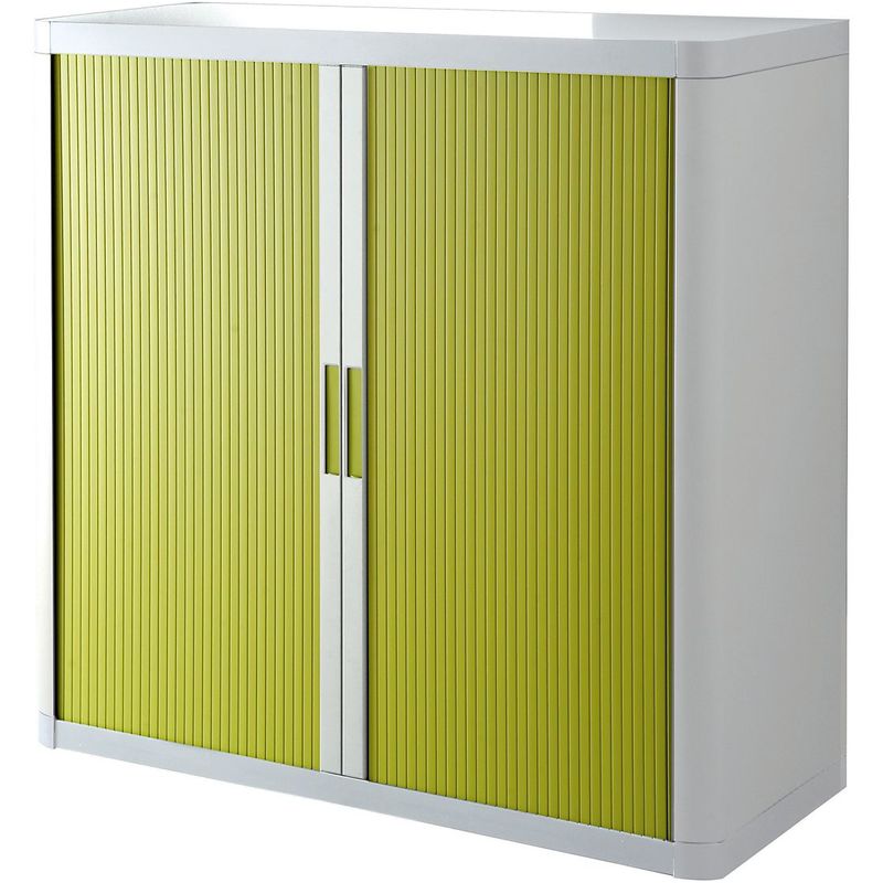 Certeo - Paperflow Armoire à rideaux EASYOFFICE - 2 tablettes, hauteur 1040 mm - blanc / vert - Coloris corps: blanc