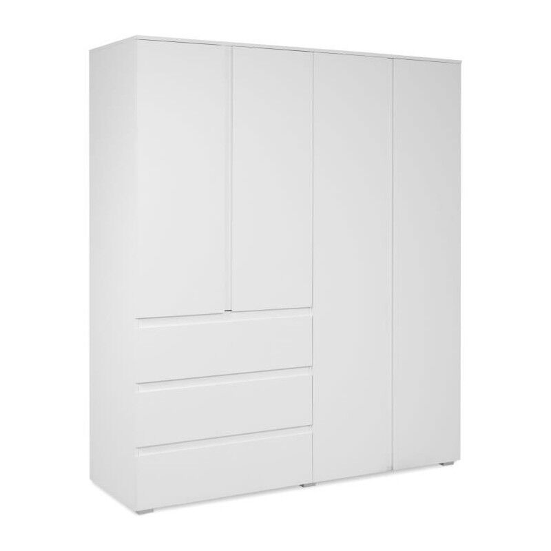 Image - Armoire 60C - Décor blanc - 4 portes, 2 tiroirs - 160 x 55 x 191 cm