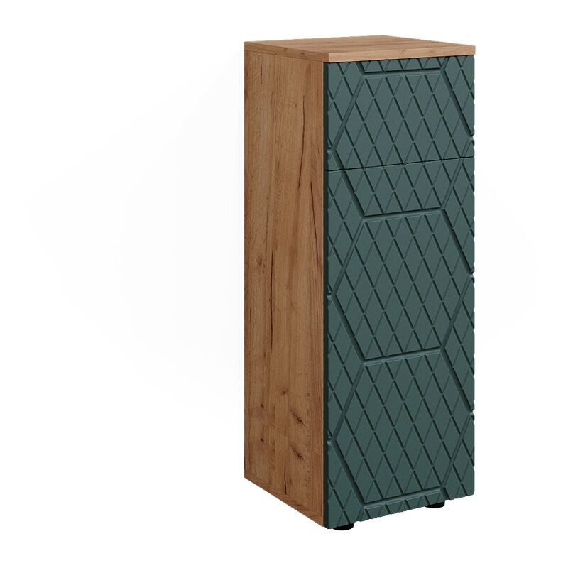 Armoire midisch Irma, Chêne de force doré, 30 x 81 cm avec 1 tiroir, 2 compartiments, salle de bain Vicco