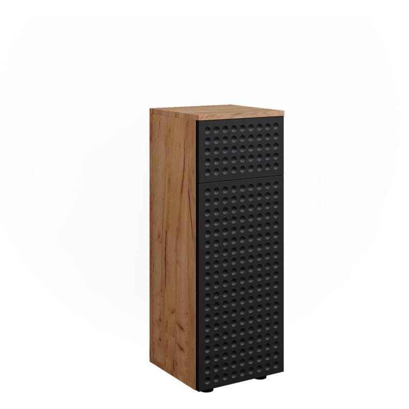 Armoire midisch Irma, Anthracite à pois, 30 x 81 cm avec 1 tiroir, 2 compartiments, salle de bain Vicco