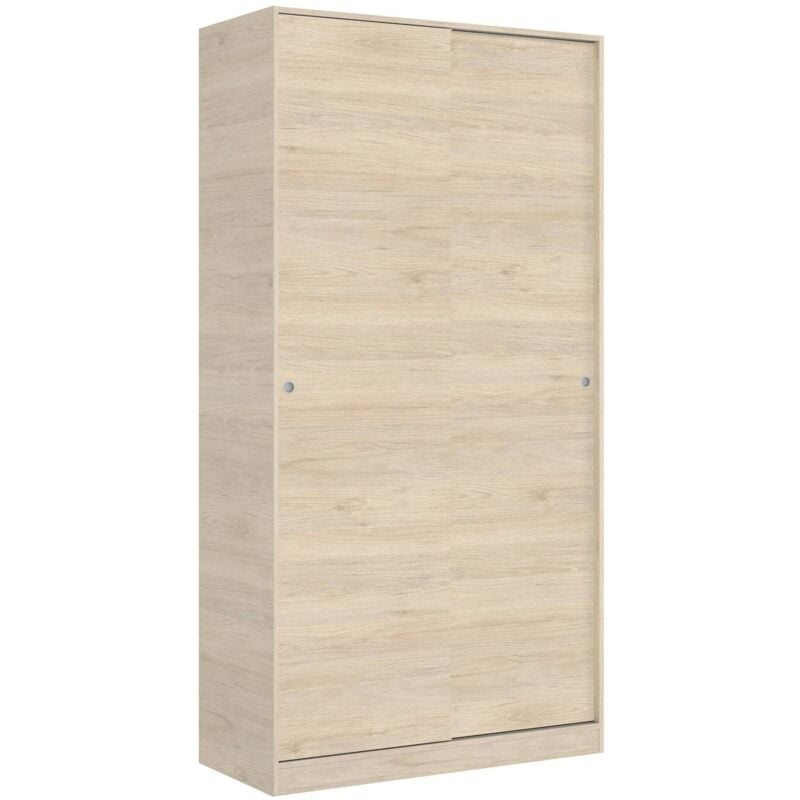 Dmora - Armoire Kilimangiaro, Portemanteau pour chambre, Armoire avec 2 portes coulissantes, 100x50h204 cm, Chêne