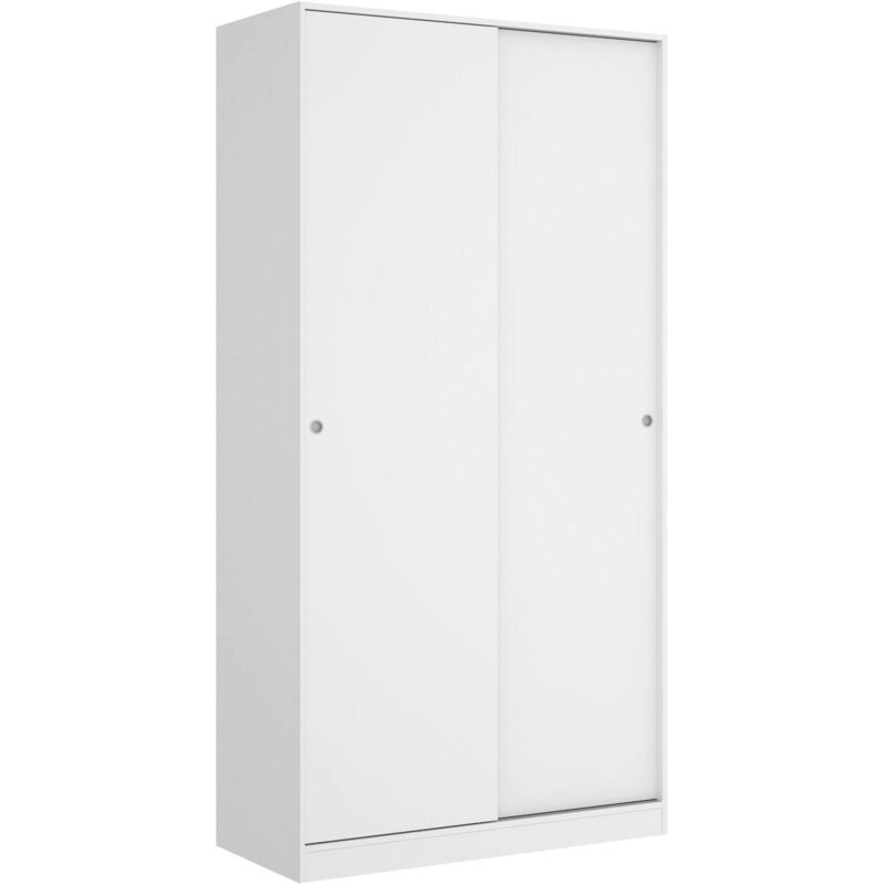 Dmora - Armoire Kilimangiaro, Portemanteau pour chambre, Armoire avec 2 portes coulissantes, 100x50h204 cm, Blanc