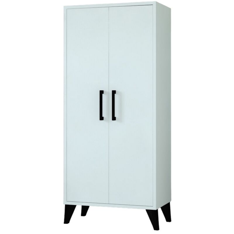 Epikasa - Armoire Kisa, mdf, Blanc, 58x33x132 cm