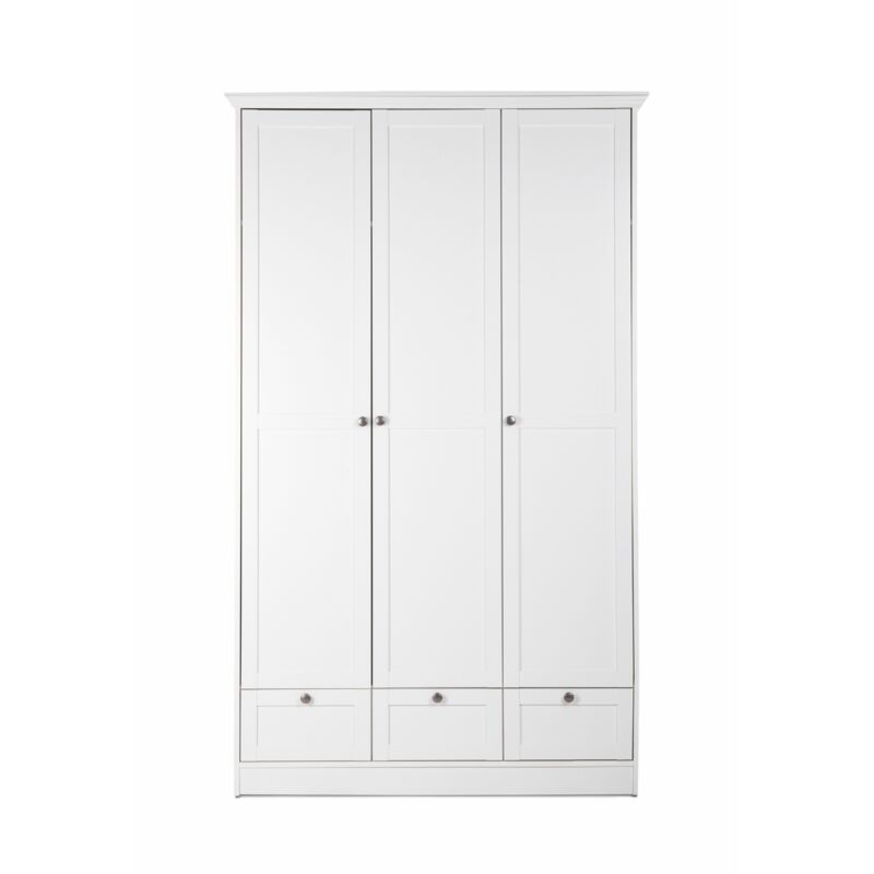 CALICOSY - Armoire 3 portes et 3 tiroirs blanc L120 cm - LANDWOOD CALICOSY - Armoire 3 portes et 3 tiroirs blanc L120 cm - LANDWOOD