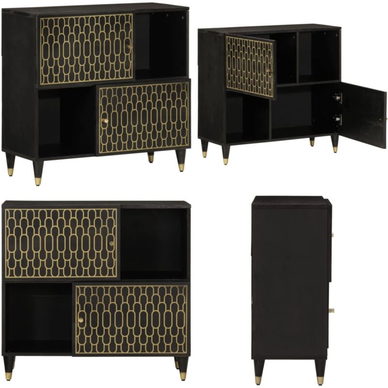 Vidaxl - Armoire latérale 80x33x75 cm bois massif de manguier - Meuble De Rangement - Buffet - Armoire - Commode - Design Sculpté - Home & Living