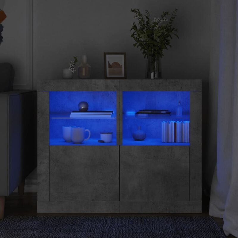 Vidaxl - Armoires latérales et lumières led 2 pcs gris béton